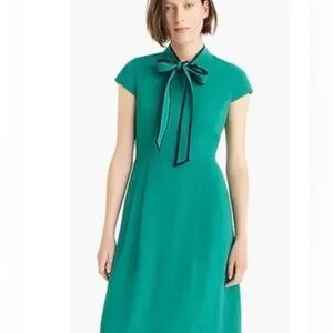 J. Crew Emerald Green Bow-Neck Midi Dress